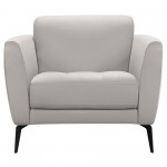 Hope Contemporary Chair in Genuine Dove Gray Leather with Black Metal Legs