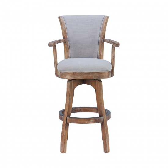 Raleigh Arm 26" Counter Height Swivel Barstool in Distressed Oak Finish