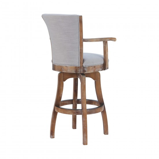 Raleigh Arm 26" Counter Height Swivel Barstool in Distressed Oak Finish