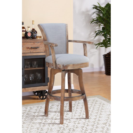 Raleigh Arm 26" Counter Height Swivel Barstool in Distressed Oak Finish