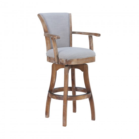 Raleigh Arm 30" Bar Height Swivel Barstool in Distressed Oak Finish