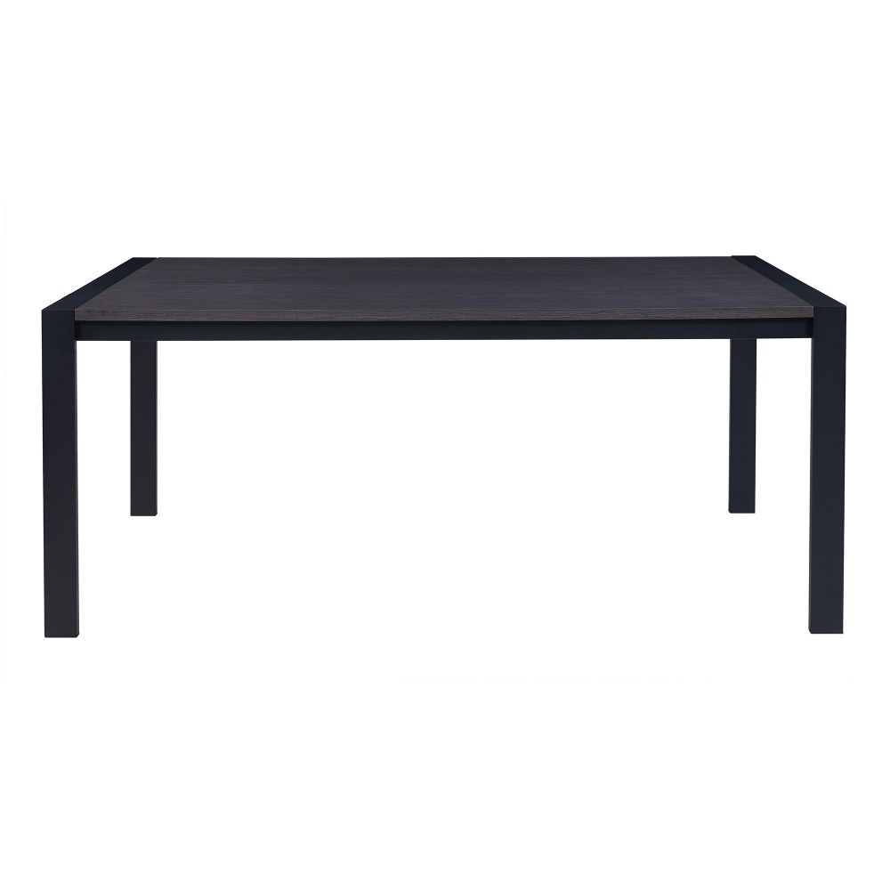 Tessa Contemporary Dining Table in Matte Black Finish and Gray Walnut Top