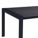 Tessa Contemporary Dining Table in Matte Black Finish and Gray Walnut Top