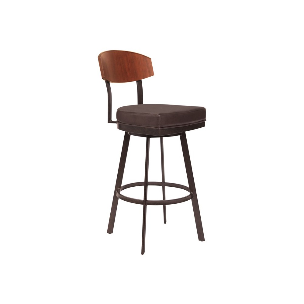 Frisco 26" Counter Height Barstool in Auburn Bay with Brown Faux Leather