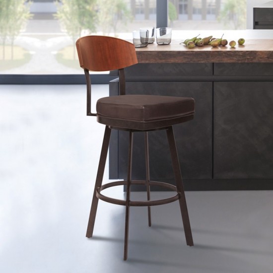 Frisco 26" Counter Height Barstool in Auburn Bay with Brown Faux Leather