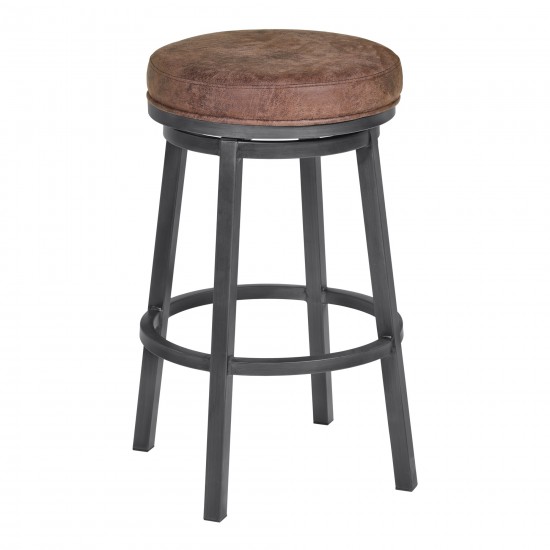 Tilden 26" Counter Height Swivel Backless Barstool in Bandero Tobacco Fabric