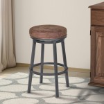 Tilden 26" Counter Height Swivel Backless Barstool in Bandero Tobacco Fabric