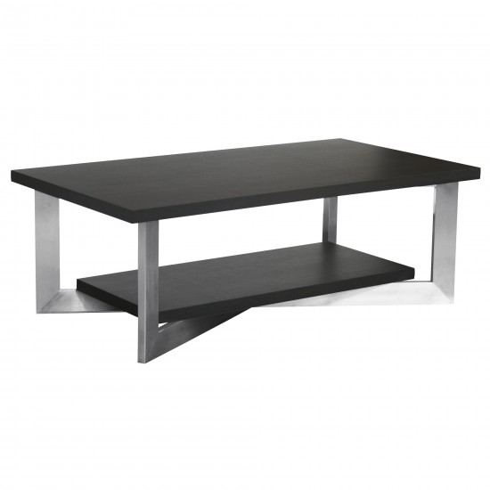 Vermont Contemporary Coffee Table in Brushed Stainless Steel Finish and Gray Top