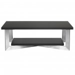 Vermont Contemporary Coffee Table in Brushed Stainless Steel Finish and Gray Top