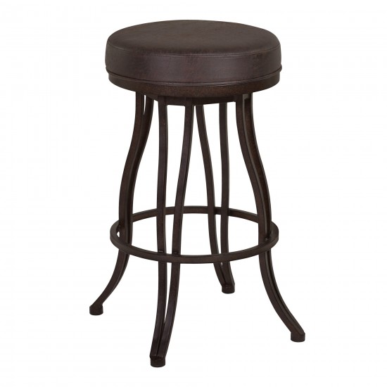 Ventura 26" Counter Height Swivel Backless Barstool in Bandero Espresso Fabric