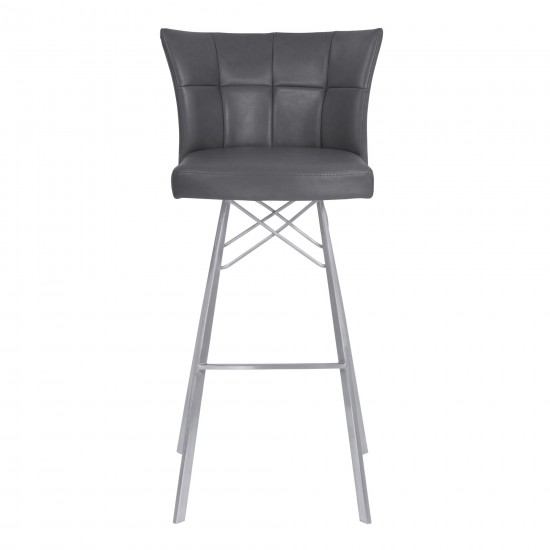 Spago 26" Counter Height Metal Barstool in Gray Faux Leather