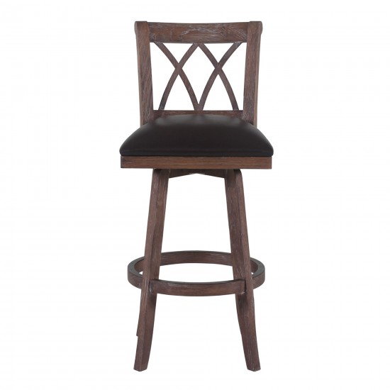 Sonoma 26" Counter Height Swivel Wood Barstool in Wire Brushed Brown Finish