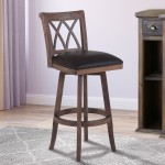 Sonoma 26" Counter Height Swivel Wood Barstool in Wire Brushed Brown Finish