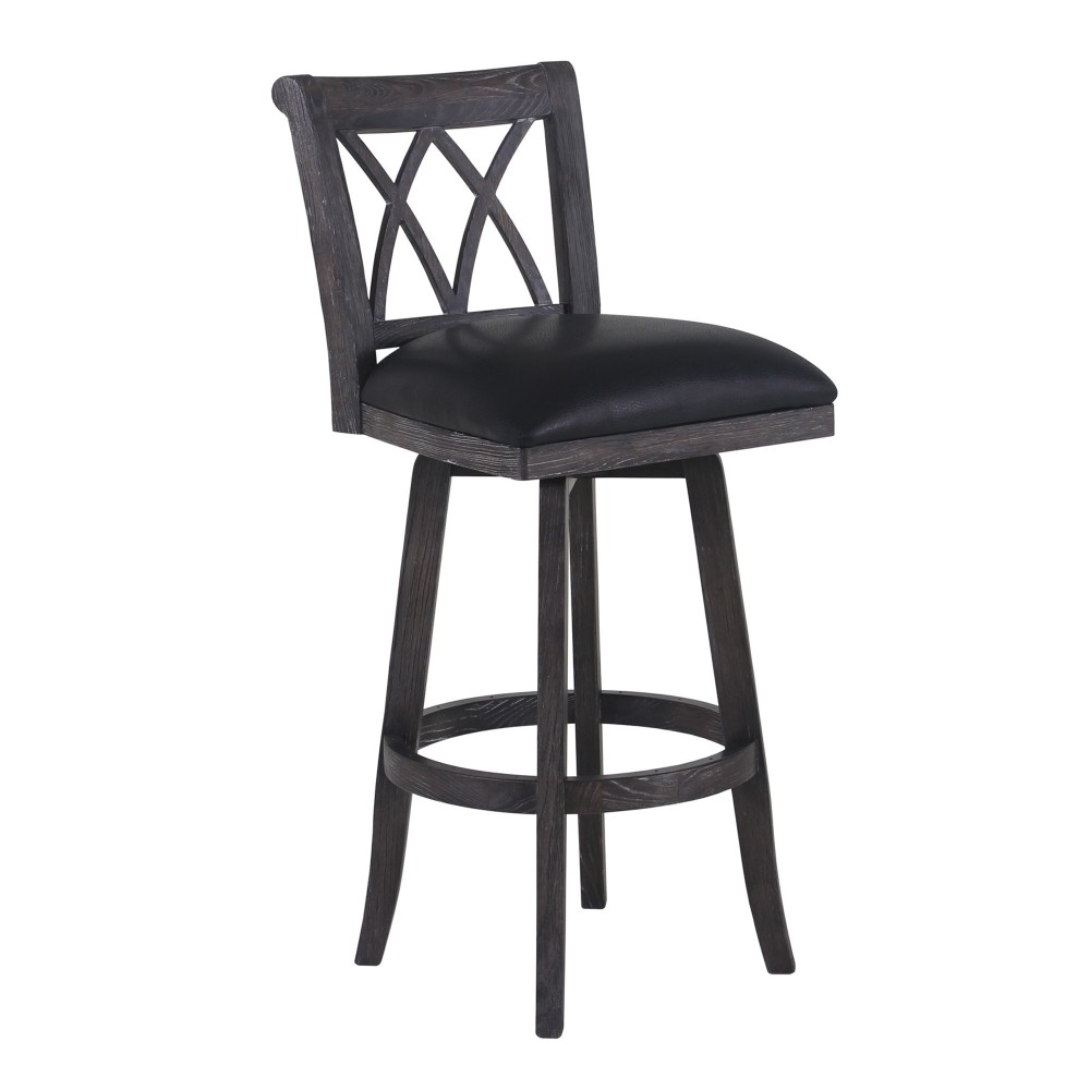 Sonoma 26" Counter Height Swivel Wood Barstool in Wire Brushed Black Finish