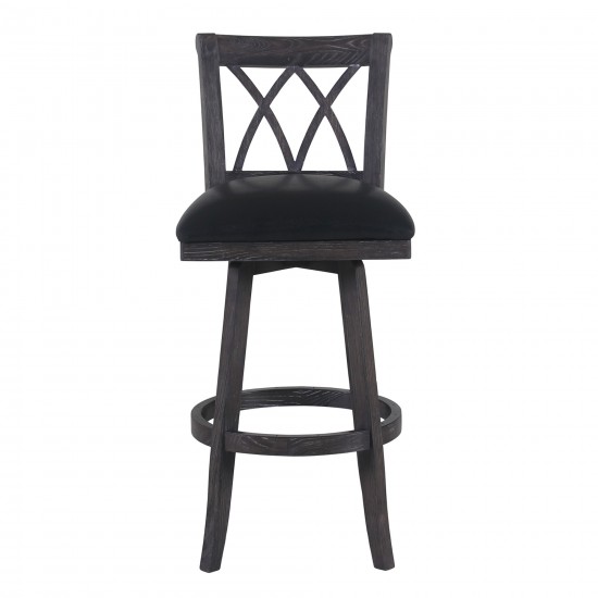 Sonoma 26" Counter Height Swivel Wood Barstool in Wire Brushed Black Finish