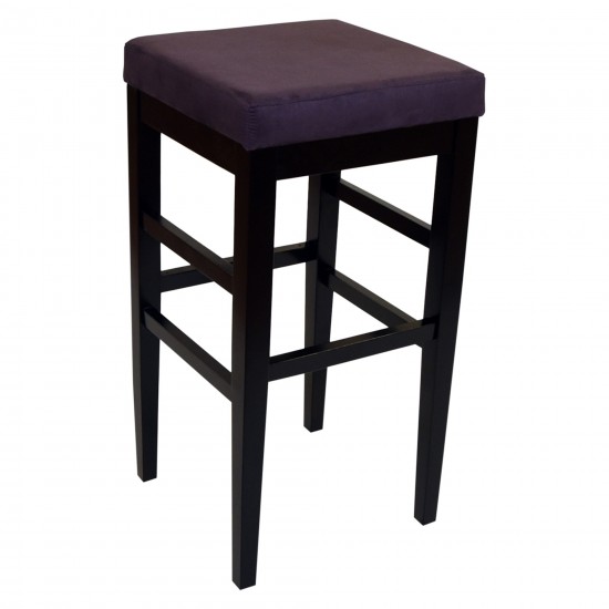 Sonata 26" Stationary Barstool in Eggplant Microfiber with Black Legs