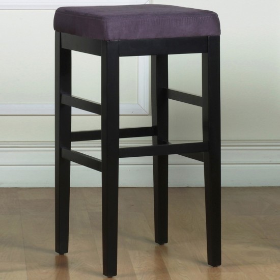 Sonata 26" Stationary Barstool in Eggplant Microfiber with Black Legs