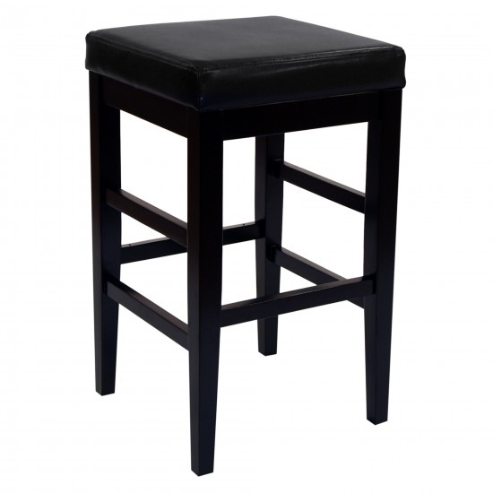 Sonata 26" Stationary Barstool in Black Bonded Leather