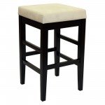 Sonata 30" Stationary Barstool in Beige Microfiber with Black Legs