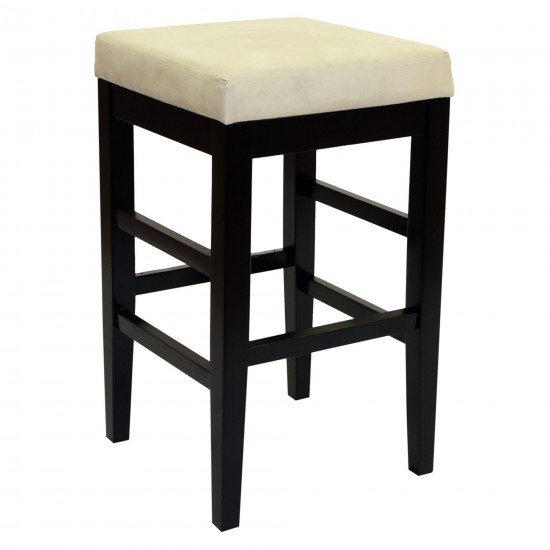 Sonata 30" Stationary Barstool in Beige Microfiber with Black Legs