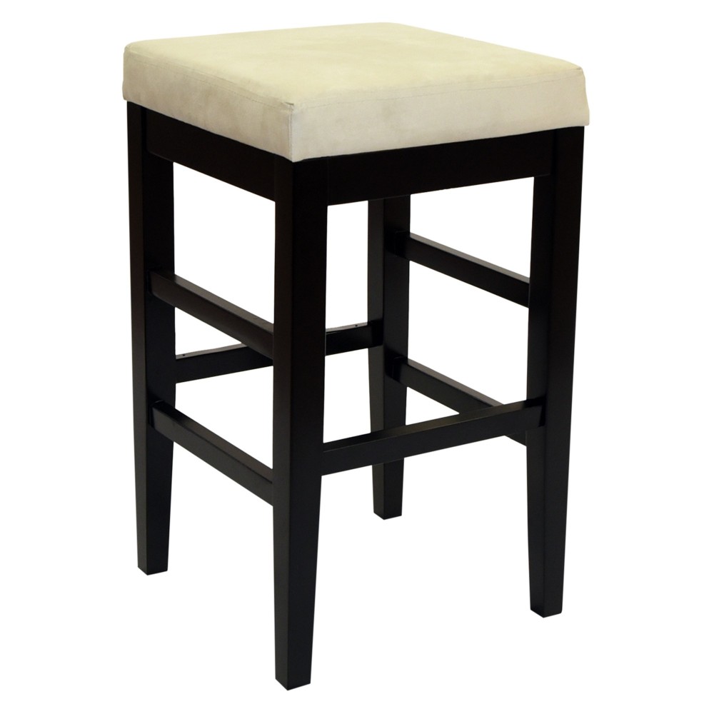 Sonata 30" Stationary Barstool in Beige Microfiber with Black Legs Sonata 30" Stationary Barstool in Beige Microfiber with Black Legs