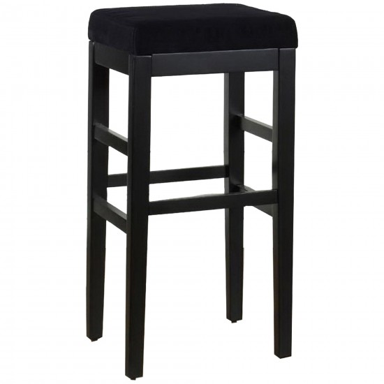 Sonata 26" Stationary Barstool in Black Microfiber with Black Legs