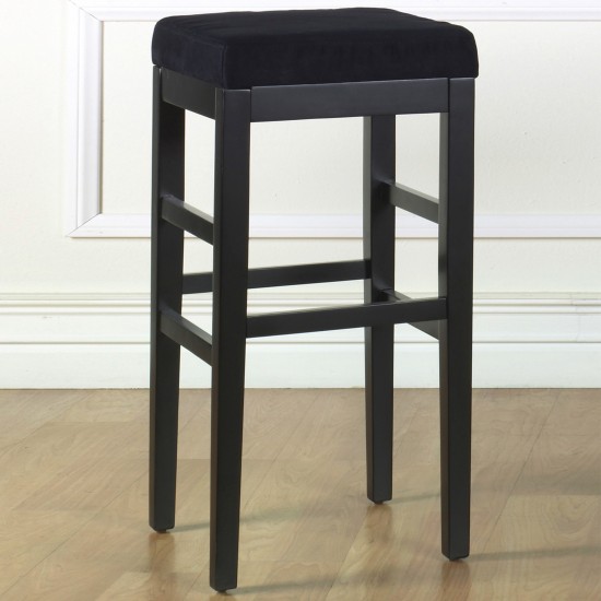 Sonata 26" Stationary Barstool in Black Microfiber with Black Legs