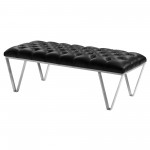 Serene Contemporary Tufted Bench in Brushed Stainless Steel