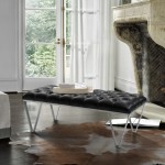 Serene Contemporary Tufted Bench in Brushed Stainless Steel