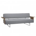 Taft Mid-Century Convertible Futon in Gray Tufted Fabric and Walnut Wood