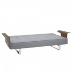 Taft Mid-Century Convertible Futon in Gray Tufted Fabric and Walnut Wood