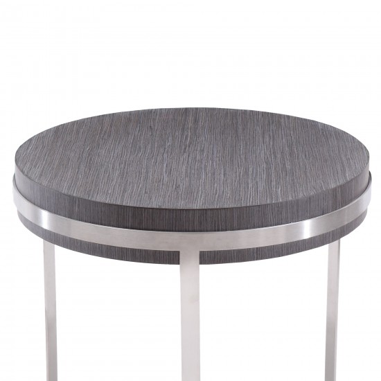 Sunset End Table in Brushed Stainless Steel finish with Gray Top