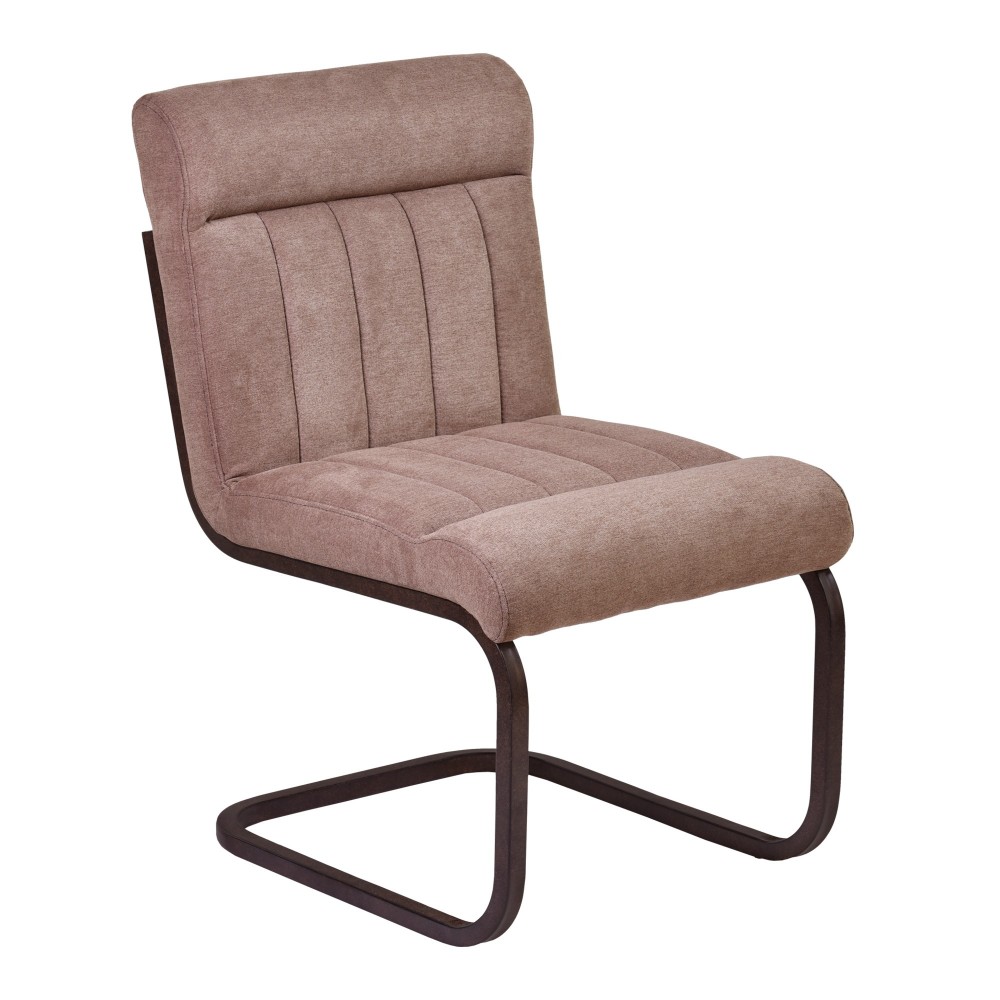 Vancouver Metal Side Chair in Auburn Bay and Brown Microfiber - Set of 2