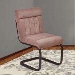 Vancouver Metal Side Chair in Auburn Bay and Brown Microfiber - Set of 2