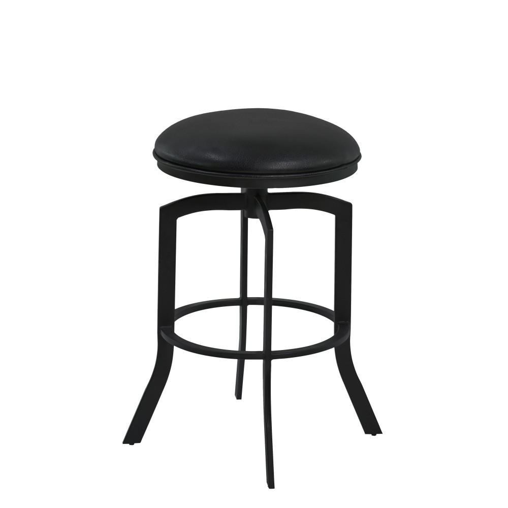 Studio 26" Counter Height Metal Swivel Barstool in Ford Black Faux Leather