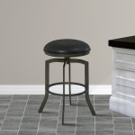 Studio 30" Bar Height Metal Swivel Barstool in Ford Black Faux Leather