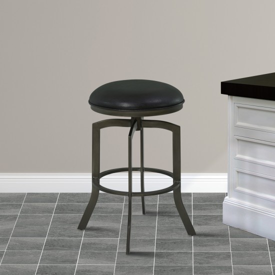 Studio 30" Bar Height Metal Swivel Barstool in Ford Black Faux Leather