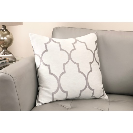 Paxton Decorative Feather and Down Throw Pillow In Light Gray Jacquard Fabric