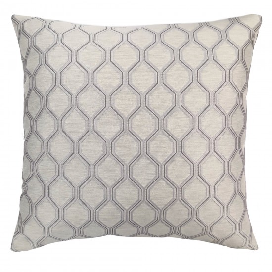 Andante Decorative Feather and Down Throw Pillow In Platinum Jacquard Fabric