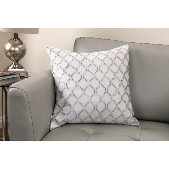 Andante Decorative Feather and Down Throw Pillow In Platinum Jacquard Fabric