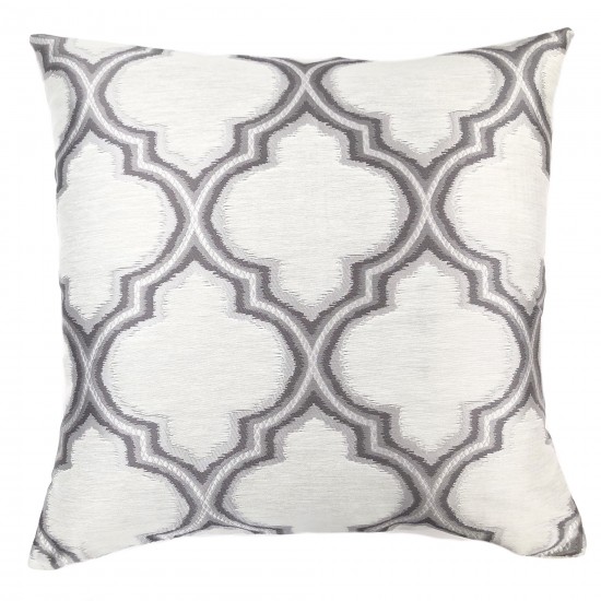 Aria Decorative Feather and Down Throw Pillow In Gray Jacquard Fabric