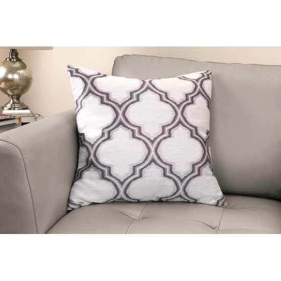 Aria Decorative Feather and Down Throw Pillow In Gray Jacquard Fabric