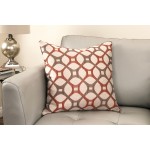 Roxbury Decorative Feather and Down Throw Pillow In Coral Jacquard Fabric