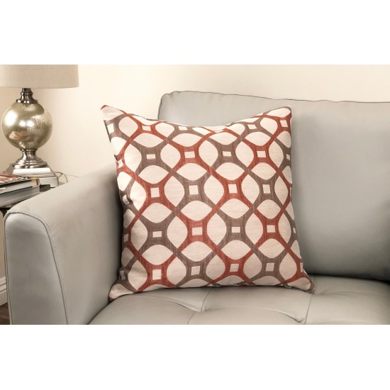 Roxbury Decorative Feather and Down Throw Pillow In Coral Jacquard Fabric