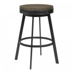 Topeka 26" Counter Height Barstool in Mineral Finish and Gray Walnut Wood Seat