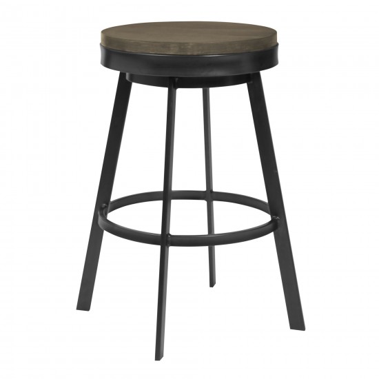 Topeka 26" Counter Height Barstool in Mineral Finish and Gray Walnut Wood Seat