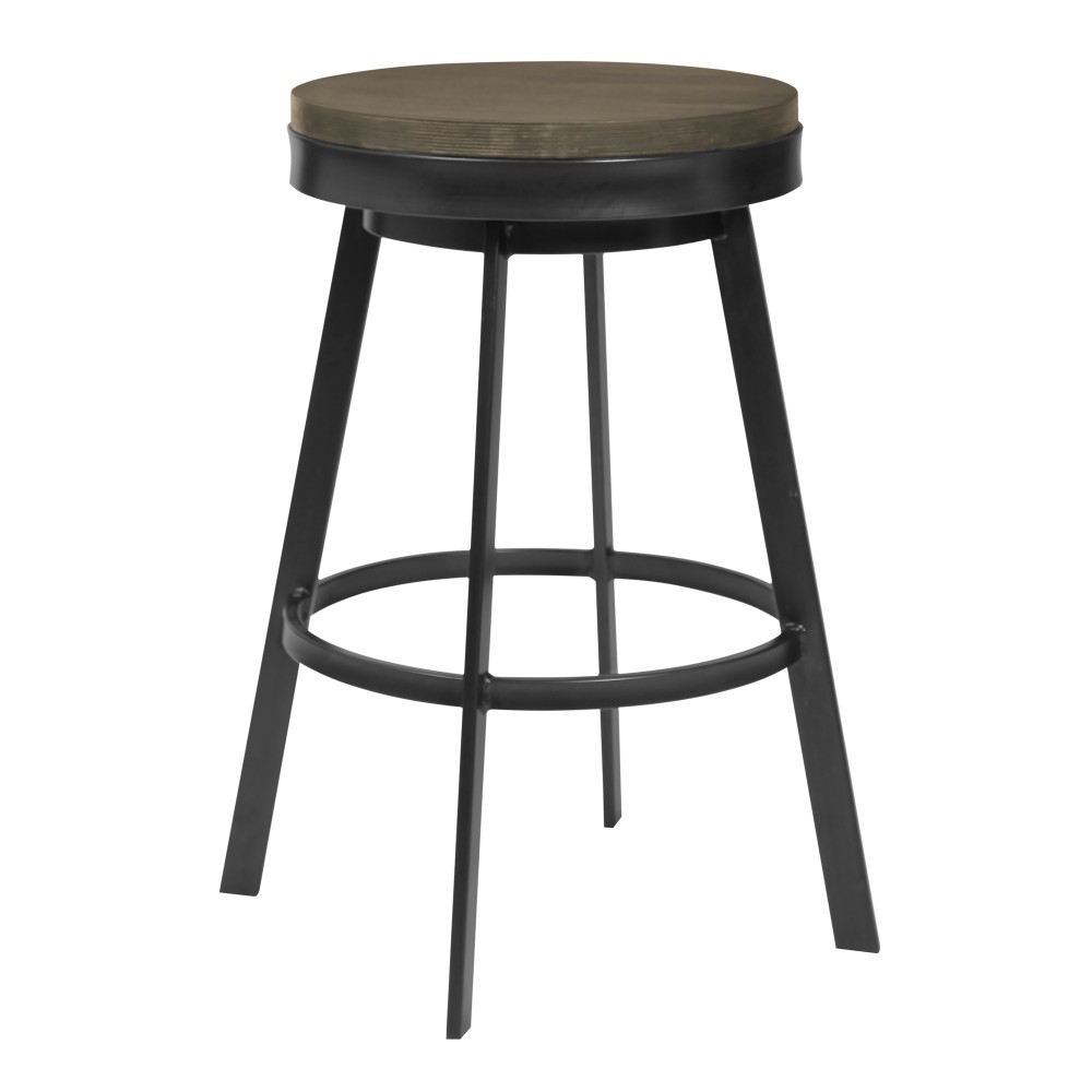 Topeka 30" Bar Height Barstool in Mineral Finish and Gray Walnut Wood Seat