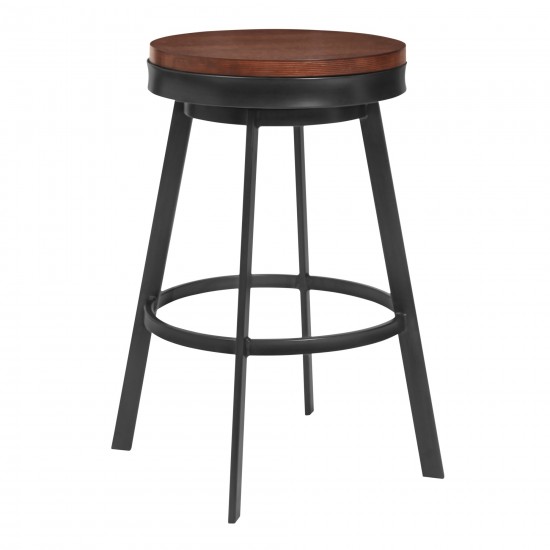 Topeka 26" Counter Height Barstool in Mineral Finish and Walnut Wood Seat