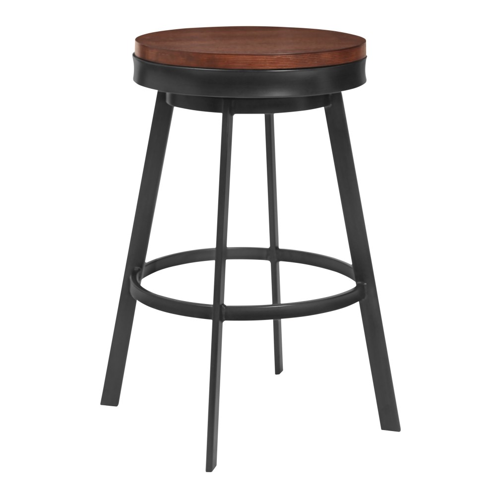 Topeka 26" Counter Height Barstool in Mineral Finish and Walnut Wood Seat