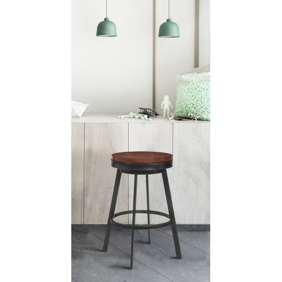 Topeka 26" Counter Height Barstool in Mineral Finish and Walnut Wood Seat